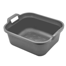 Addis 517935 Large Rectangular 10 Litre Washing Up Bowl with Handles, Metallic Silver, 39 x 32 x 14 cm