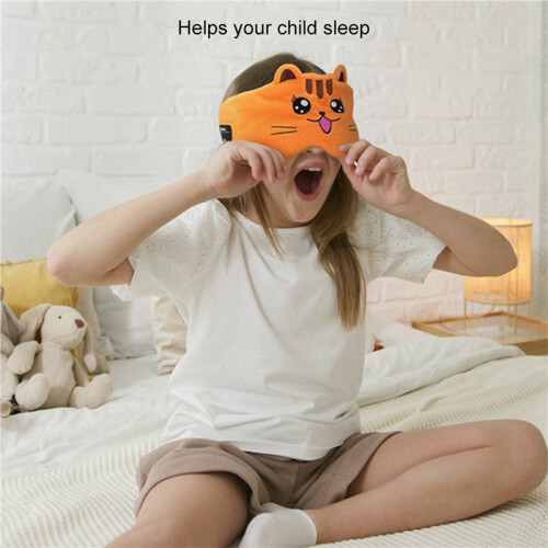 2X Animal Headband Soft Velvet Wireless  Headset com Microphone  Headband com Thin Speaker Sleep Mask,D 2
