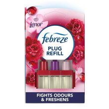 Febreze 3Volution Plug-in air freshener refill, 20 ml x 7, odour eliminator & bathroom air freshener, Ruby Jasmine