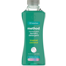 method Concentrated Laundry Detergent, Washing Liquid Fresh Tropical Coconut Scent, 1 x 33 Washes, 1 x 990ml