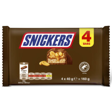 Snickers Peanut Chocolate Bars Multipack, 4 x 40g Bars with Caramel & Nougat, Ch