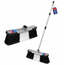 Soft Bristle Broom with 1.2M Long Handle Stainless Steel – Indoor Sweeping Brush for Tile, Wood, Laminate Floors – Lightweight Broom for Home, Kit