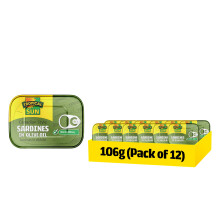 Tropical Sun Canadian Style Sardines in Olive Oil 106g (Pack of 12) - Premium Quality Canned Sardines - Ready to Eat - High in Protein & Omega 3 - Pe