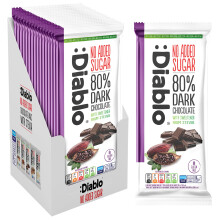 Diablo No Added Sugar 80% Dark Chocolate – No Added Sugar Chocolate Bar, Sweetened with Stevia, Gluten Free, Ideal for Any Occasion, Birthdays, Vale