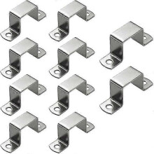 10-Piece 50x50mm Square Tube Clamps, Stainless Steel U-Shaped Saddle Clamps for Square or Oblong Tubes, Horse Tube Mounting Brackets
