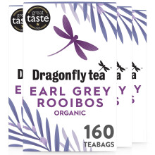 Dragonfly Organic Earl Grey Rooibos Tea, Pack of 4 x 40 (160 Teabags) Naturally
