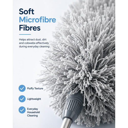 FABRIO Extendable Feather Duster, Telescopic Handle 31-205cm Long 2