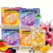 waterdrop Fruit Fusion Hydration Tablets Duo Pack - 48 Sugar Free Water Flavouring Cubes, 2 Flavours: Paradise & Wildberry Fusion, with Vitamin C &