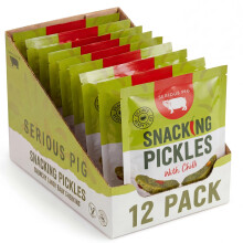 Serious Pig Snacking Pickles - Classic Baby Gherkins with Chilli Low Calorie Snack (12 x 40g)