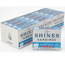 Shines Tinned Sardines in Spring Water with No Added Salt - 12 x 106g Cans
