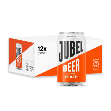 JUBEL Peach Beer (12x330ml) | Award Winning Gluten Free | Vegan/Low Calorie/Low Sugar | Dangerously Refreshing Fruit Lager | Sociable 4% ABV | Voted
