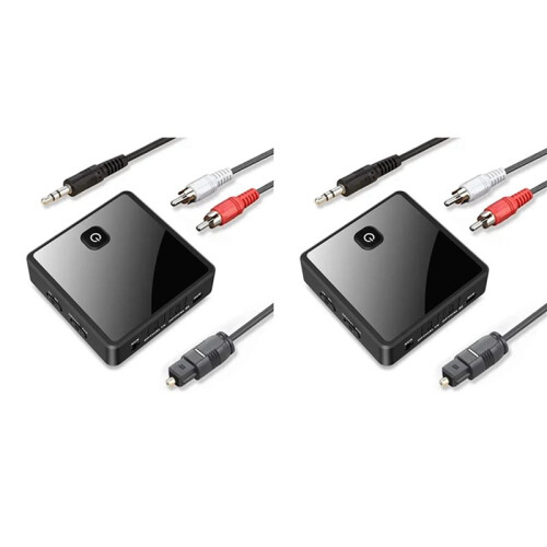 2X  5.0 Transmitter Receiver 3.5mm AUX Optical Wireless Audio Adapter for PC TV Car Speaker