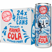 Karma Drinks Sugar Free Karma Cola - 24 x 250ml Cans - Natural Fizzy Soft Drinks
