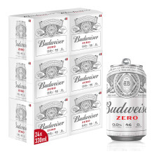 Budweiser Zero 0% Alcohol Free Lager Beer Can, 24 x 330 ml,packaging may vary