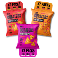 THE CURATORS Protein Chips Mixed Pack, Lentil Crisps, 7x Tangy Cheese, 7x Classi