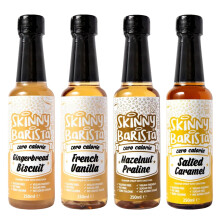Skinny Food Co Sugar Free Coffee Syrup Gift Set - 4x250ml - French Vanilla, Salted Caramel, Gingerbread Biscuit, Hazelnut Praline - Zero Calorie Coff
