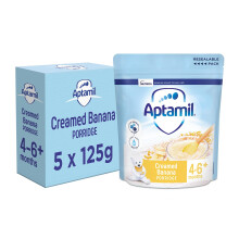 Aptamil Creamed Banana Porridge Baby Food Cereal, 4-6+ Months, 125g (Pack of 5)