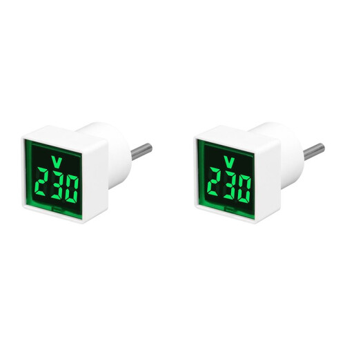 2X Digital Voltmeter Square AC220V Square Voltage Tester with LED Display and Indicator Light EU Plug Green