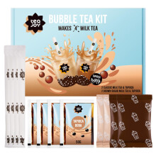 TeaJoy Bubble Tea Kit Classic & Brown Sugar (Makes 4 Drinks) | Milk Tea & Brown Sugar Tea Powders with Instant Tapioca Pearls | Just Add Milk & Ice |