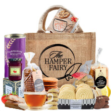 Afternoon Tea Hamper Gift with Biscuits, Cookies, Shortbread, Jam & Tea - For New Home, Birthday, Anniversary, Thank you Hampers, Couple Gifts and ot