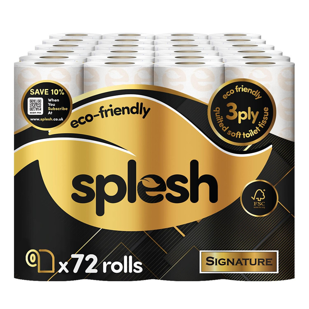 Cusheen Splesh By 3-Ply Toilet Roll - Signature Scented (72 Rolls) Bulk Buy, Qui