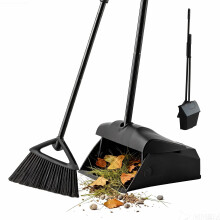 Eyliden Long Handled Dustpan and Brush Set, Upright Outdoor Dust Pan and Broom Combo for Heavy Duty Tasks, Windproof High Capacity Sweeping Brush and