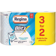 Regina Blitz Kitchen Towel Roll 3 Pack – Extra Large 3 Ply Super Absorbent Paper