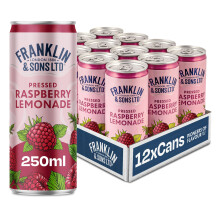 Franklin & Sons Raspberry Lemonade | 12 x 250ml Cans | Fresh Pressed Raspberries | Lake District Water | No Artificial Ingredients | Fruity Fizzy Pin