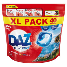 DAZ All in 1 PODs Washing Capsules Whites & Colours, Pack of 40