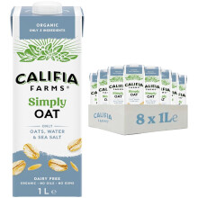 Califia Farms Simple and Organic Oat - Lactose Free, Dairy Free, No Added Sugar, Vegan, Free From Plant Based Drinks (8 x 1L)