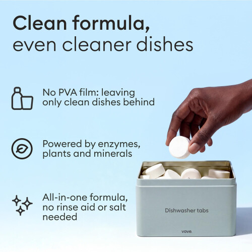 Vove Dishwasher Tablets, 80 Count Value Pack - Plastic-Free, No PVA, No Micropla 2