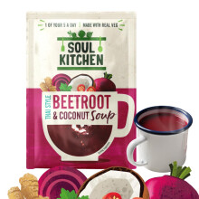Soul Kitchen Thai Beetroot Coconut Instant Soup — Vegan, Gluten-Free Cup Soup — Low-Calorie, Healthy Lunch, Superfood — Real Vegetables, No MSG