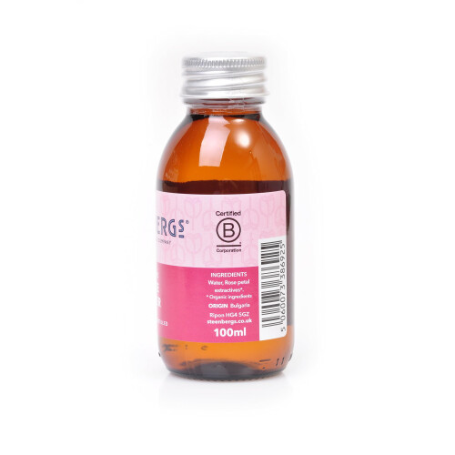 Steenbergs Organic Rose Water 100ml Glass Bottle 1