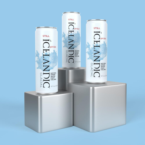 Icelandic Glacial Natural Spring Alkaline Water, 330 ml Cans, 10 Count 1