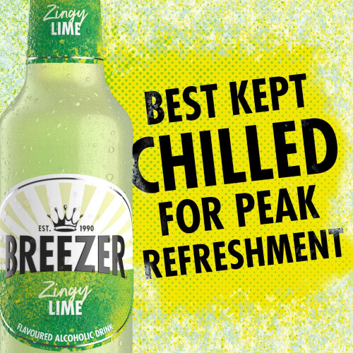 BREEZER Zingy Lime Flavoured Alcoholic Drinks, 3.4% vol., 27.5 cl / 275 ml (Pack 2