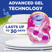 Bloo Brilliant Gel All in 1 Toilet Rim Block Cleaner, Spring Rain Fresh Scent, for All-Around Cleanliness, Long Lasting Freshness and Brilliant Shine