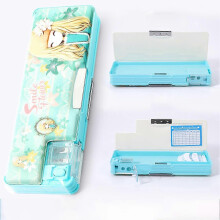 (No Password-F860 Light Blue) 6-Hole Pencil Storage Box with Double-Sided Design for Teenagers Girls and Kids