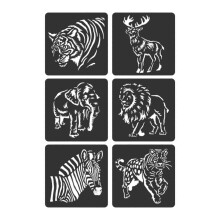 (The Law of the Jungl) 6 Pcs Zoo Theme Stencils Template Drawing Stencils Hollow Out Painting Stencils Animal Stencils for Art Projects Multicolor