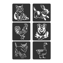 (Behaved and pampered) 6 Pcs Zoo Theme Stencils Template Drawing Stencils Hollow Out Painting Stencils Animal Stencils for Art Projects Multicolor