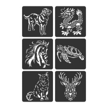 (The Spirit of Nature) 6 Pcs Zoo Theme Stencils Template Drawing Stencils Hollow Out Painting Stencils Animal Stencils for Art Projects Multicolor