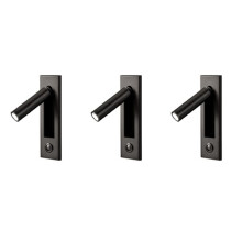 3X Reading Lights,Headboard Wall Light Reading Light Recessed Push Wall Lamps for Living Room, Bedroom Black