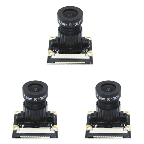 3X 5MP OV5647 Camera Module Non-Night Vision Version for Raspberry Pi 75 Degree 3.6mm Adjustable Focus 1080P HD Webcam