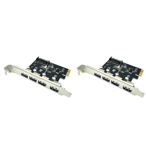 2X 4Port USB3.0 PCI-E Expansion Card PCI Express USB 3.0 Hub Adapter 5Gbps Riser Controller Extender with  Power