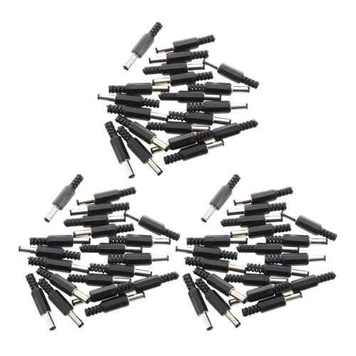60 Pcs Black 2.5mm x 5.5mm  Power Male Plug Jack Adapter