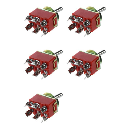 5X AC 250V 15A Latching 3 Way -Off- Single Pole Double Throw Toggle  Orange