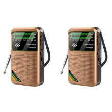 2X Rádio de Bolso Portátil Rádio de Banda Completa AM/FM/SW com Bateria Recarregável Suporte para Fone de Ouvido MiniRadio para Idosos, D