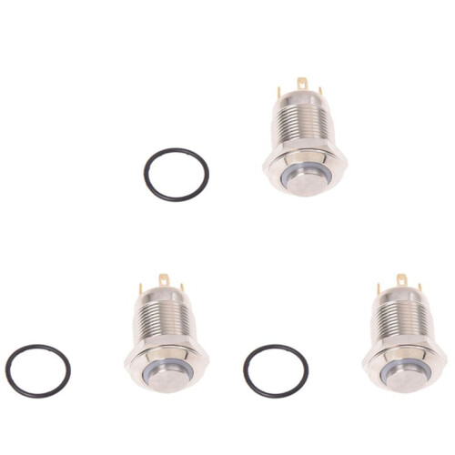 3X 3V Push Button  Doorbell Button  LED 12 mm Silver