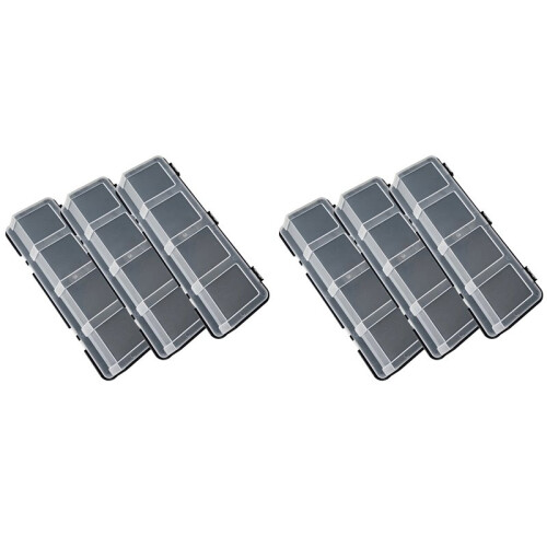 6Pcs Parts Storage Box Plastic Screw Organizer Box with 4 Compartment Tool Part Container Bin with Lid Storage Case