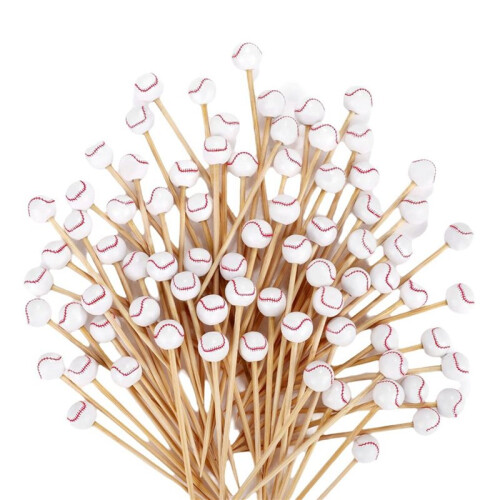 1000Pieces Baseball Decorative Bamboo Cocktail Picks Decorative Fruit Toothpicks 1