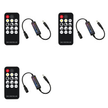 3X RF-Fernbedienung LED-Dimmer DC5V-24V Helligkeitseinstellung Dimmbarer 14-Tasten-Anschlussschalter für LED-Streifenlicht